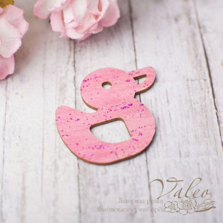 Чіпборд Valeo кольоровий Качечка 28*28мм рожевий з глітером V2620