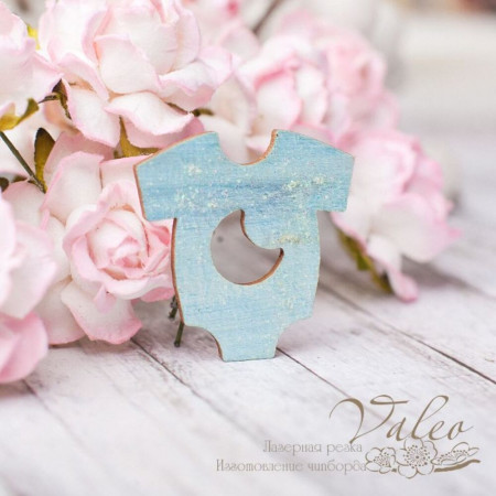 Чипборд Valeo цветной Бодик 27*27мм голубой с глиттером V2629