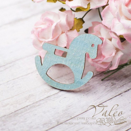 Чіпборд Valeo кольоровий Конячка 27*27мм блакитний з гліттером V2630