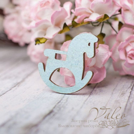 Чіпборд Valeo кольоровий Конячка 27*27мм блакитний з гліттером V2630