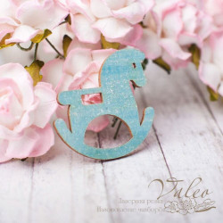 Чіпборд Valeo кольоровий Конячка 27*27мм блакитний з гліттером V2630