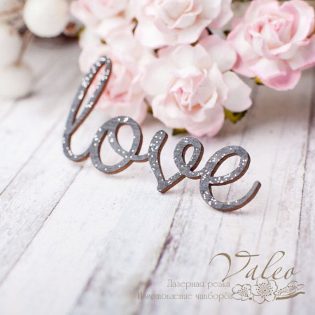 Чіпборд Valeo кольоровий Love 59*29мм чорний з глітером V2637