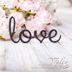 Чіпборд Valeo кольоровий Love 59*29мм чорний з глітером V2637