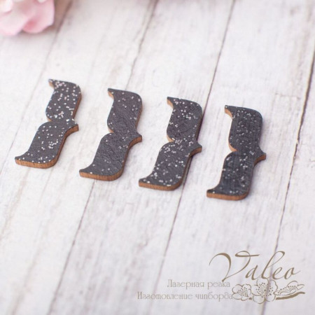 Чіпборд Valeo кольорової дужки 4шт 20*9мм чорний з гліттером V2638