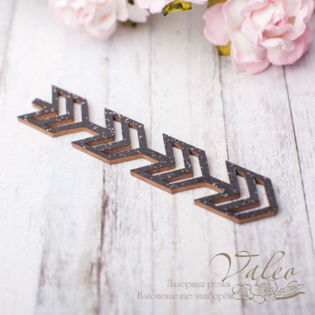 Чипборд Valeo цветной Стрелки 67*13мм черный с глиттером V2643