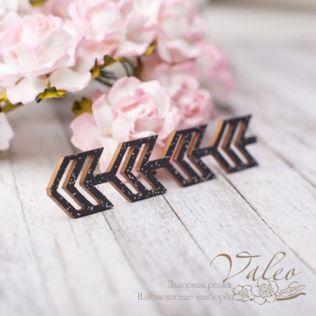 Чипборд Valeo цветной Стрелки 67*13мм черный с глиттером V2643