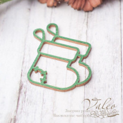 Чіпборд Valeo кольоровий Новорічний чобіт 32*38мм зелений перламутр V2421