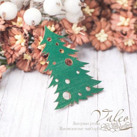 Чіпборд Valeo кольоровий Ялинка 40*55мм зелений перламутр V2426