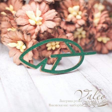 Чіпборд Valeo кольоровий Листик 18*47мм зелений перламутр V2432