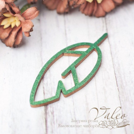 Чіпборд Valeo кольоровий Листик 18*47мм зелений перламутр V2432