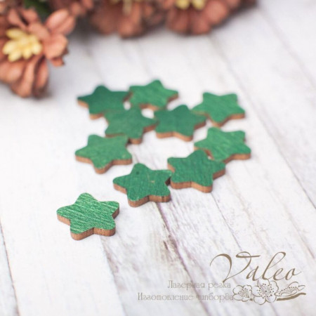 Чіпборд Valeo кольоровий набір Зірочки 10шт 11*11мм зелений перламутр V2434