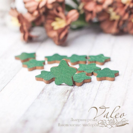 Чіпборд Valeo кольоровий набір Зірочки 10шт 11*11мм зелений перламутр V2434