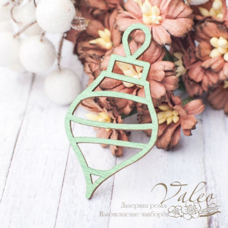 Чіпборд Valeo кольоровий Ялинкова іграшка 29*55мм зелений перламутр V2436