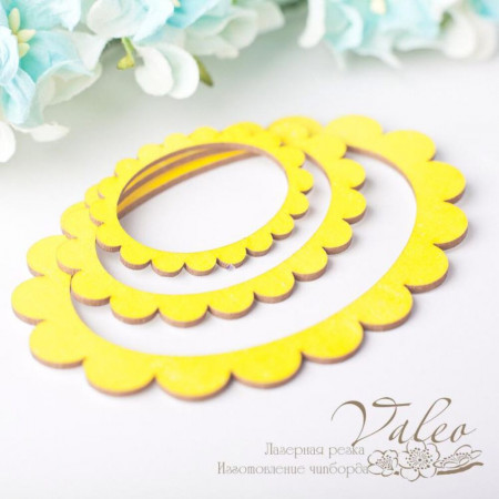 Чіпборд Valeo кольоровий набір Рамки 61*82мм 40*55мм 28*39мм жовтий з глітером V2660