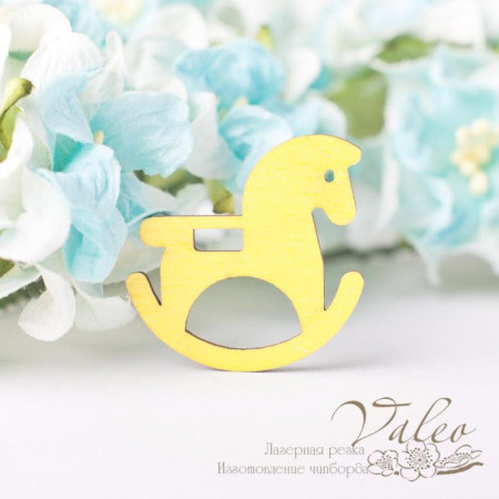 Чіпборд Valeo кольоровий Конячка 27*27мм жовтий з гліттером V2661