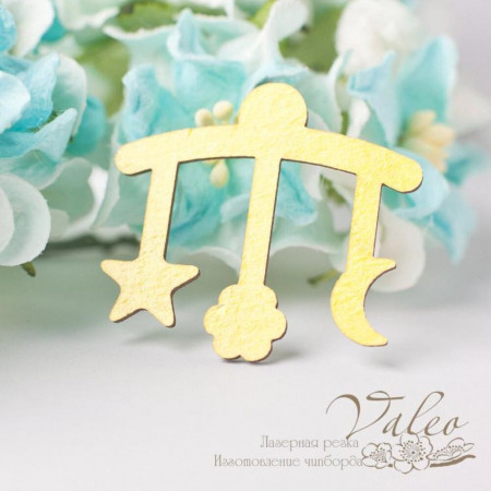 Чіпборд Valeo кольоровий Підвіска дитяча 34*31мм жовтий з глітером V2667