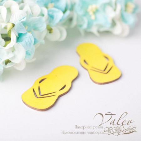 Чіпборд Valeo кольоровий набір Тапки 2шт 20*43мм жовтий з глітером V2670