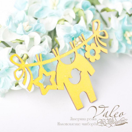 Чіпборд Valeo кольоровий Підвіска дитяча 72*47мм жовтий з глітером V2672