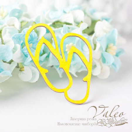 Чіпборд Valeo кольоровий Пляжні тапки 38*48мм жовтий з глітером V2675