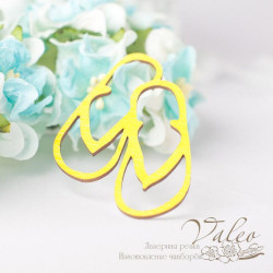 Чіпборд Valeo кольоровий Пляжні тапки 38*48мм жовтий з глітером V2675