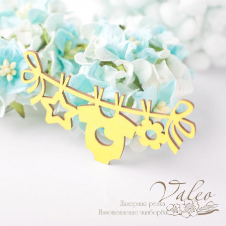 Чіпборд Valeo кольоровий Підвіска дитяча 71*43мм жовтий з глітером V2677