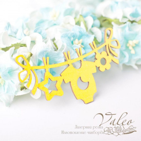 Чіпборд Valeo кольоровий Підвіска дитяча 71*43мм жовтий з глітером V2677