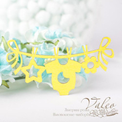 Чіпборд Valeo кольоровий Підвіска дитяча 71*43мм жовтий з глітером V2677