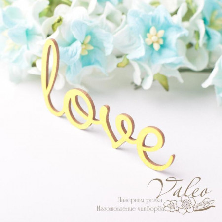 Чіпборд Valeo кольоровий Love 59*29мм жовтий з глітером V2678