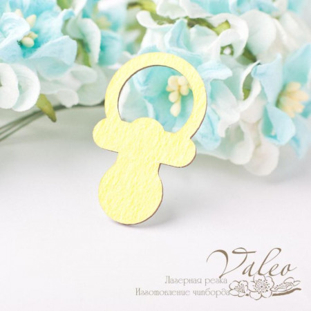 Чіпборд Valeo кольоровий Соска 24*35мм жовтий з гліттером V2681