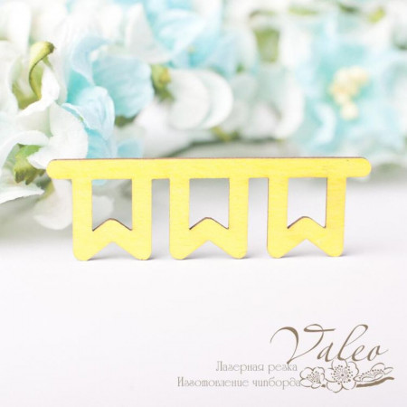 Чіпборд Valeo кольоровий Прапорці 49*15мм жовтий з гліттером V2684