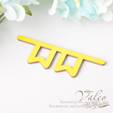 Чіпборд Valeo кольоровий Прапорці 49*15мм жовтий з гліттером V2685