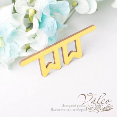 Чіпборд Valeo кольоровий Прапорці 49*15мм жовтий з гліттером V2685