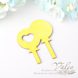 Чіпборд Valeo кольорової Кульки 35*44*32мм жовтий з глітером V2687