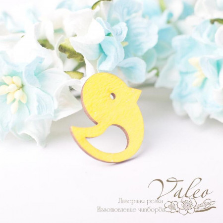 Чіпборд Valeo кольоровий Пташка 28*25мм жовтий з гліттером V2690