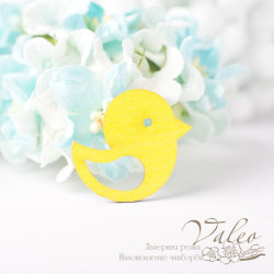 Чіпборд Valeo кольоровий Пташка 28*25мм жовтий з гліттером V2690