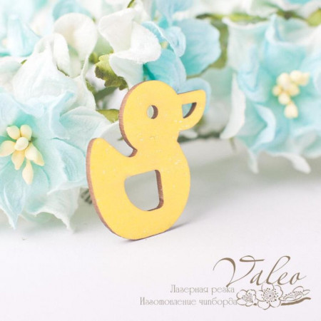 Чіпборд Valeo кольоровий Качечка 28*28мм жовтий з гліттером V2691