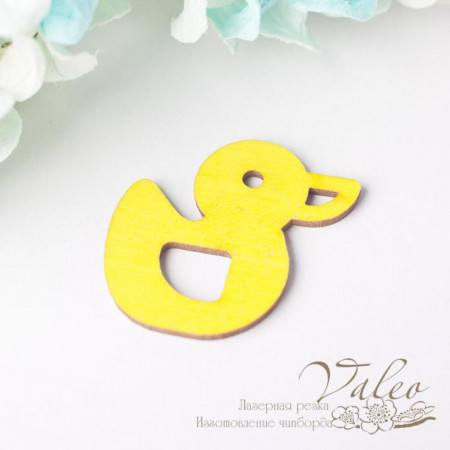 Чіпборд Valeo кольоровий Качечка 28*28мм жовтий з гліттером V2691