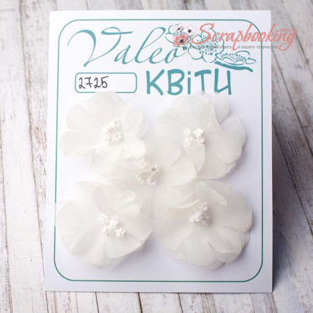 Набір квітів Valeo Незабудки тканинні 4,5см білий 5шт V2725