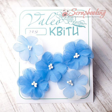 Набір квітів Valeo Незабудки тканинні 4,5см блакитний 5шт V2731