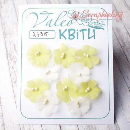 Набір квітів Valeo Незабудки тканинні 2,5см лимонний 10шт V2735