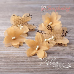 Набір квітів Valeo Магнолія тканинна 4см 5см тютюновий 5шт V2743