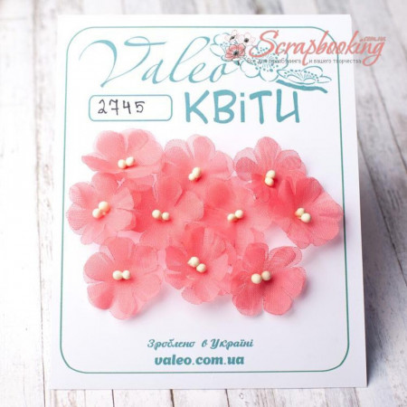 Набір квітів Valeo Незабудки тканинні 2,5см кораловий 10шт V2745