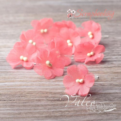 Набір квітів Valeo Незабудки тканинні 2,5см кораловий 10шт V2745