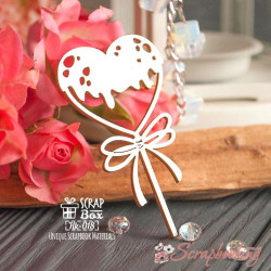 Чіпборд Scrapbox Льодяник у формі серця Hk-018, 36*63мм